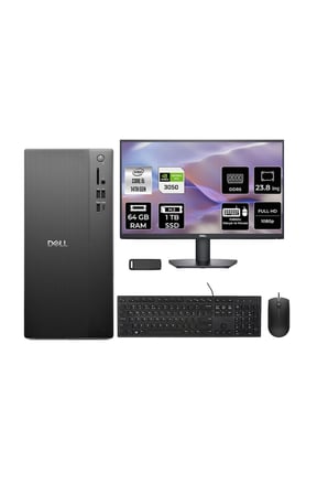Tower Essential QVT1260 Core i5 14500 RTX 3050 6GB 64GB RAM 1TB SSD 23.8" FHD FreeDOS BTO005BQVT1260P794 Masaüstü Bilgisayar + PER4 USB Bellek