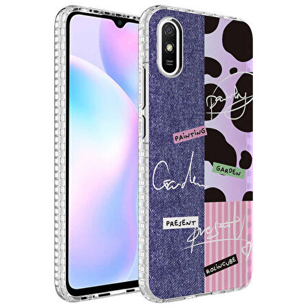 Smcase Xiaomi Redmi 9A Kılıf Desenli Elegans Serisi Silikon