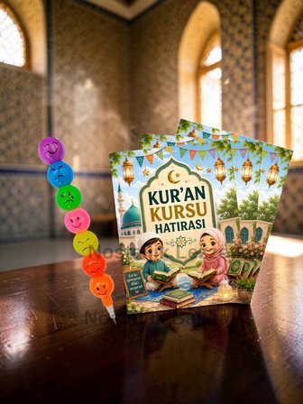 Kur'an Kursu Hatırası 20 Adet Emoji Yumurtlayan Kurşun Kalem Tebrik Kartı Hediye Seti 