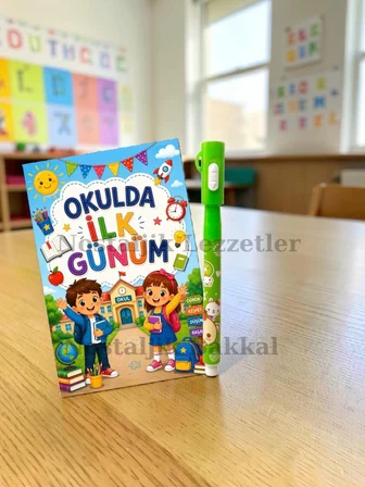 5 Adet Öğrencilere Özel Okulda İlk Günüm Yazılı Hediye Seti 1. Sınıf- Sene Başı Ayıcık Desenli Görünmez Kalem Tebrik Kartı Hediyeli