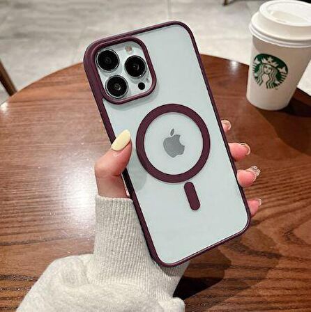İphone 11 Magsafe Uyumlu Magsafe Uyumlu Mat Çerçeveli Telefon Kılıfı