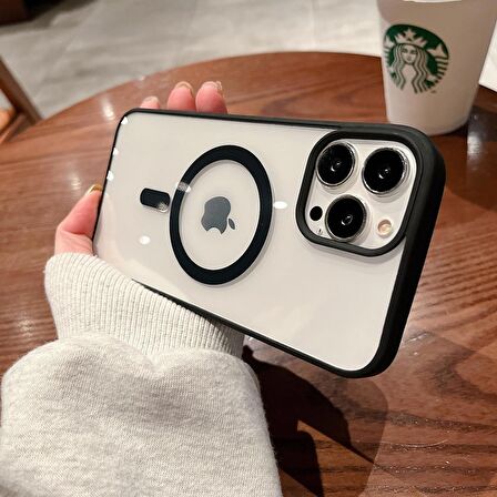 İphone 14 Pro Magsafe Uyumlu Mat Çerçeveli Telefon Kılıfı