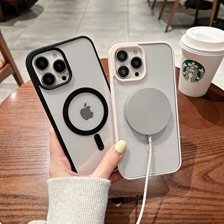 İphone 14 Pro Magsafe Uyumlu Mat Çerçeveli Telefon Kılıfı