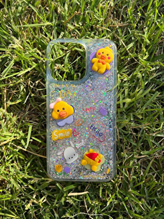 İphone 13 Pro Uyumlu Sulu Simli Karakterli Telefon Kılıfı