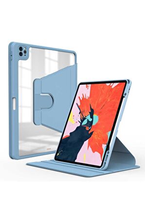 İpad Pro 12,9 İnç Uyumlu Kılıf Katlanır Kalem Bölmeli Standlı Uyku Modlu Akıllı Kapak