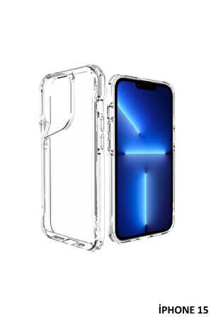 iPhone 15 Kılıf Kamera Çıkıntılı Şeffaf Darbe Emici Sert Silikon Kapak T-Max