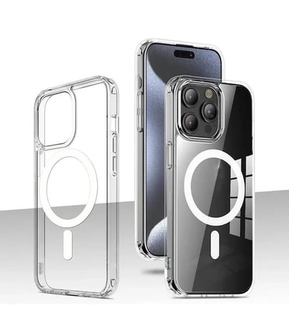 İphone 15 Pro Max Magsafe Sert Şeffaf Telefon Kılıfı