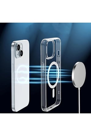 İphone 15 Magsafe Sert Şeffaf Telefon Kılıfı