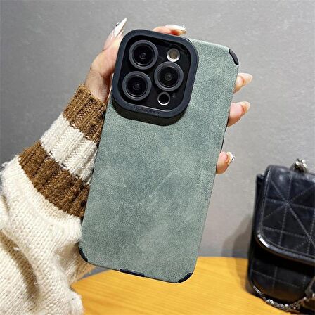 İphone 15 Plus İle Uyumlu Premium Suni Suet Kamera Korumalı Kılıf