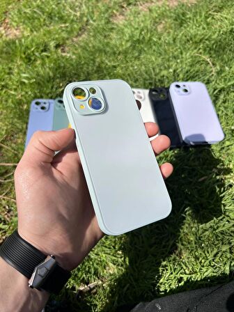 İphone 15 Uyumlu Parlak Premium Renkli Cam Telefon Kılıfı