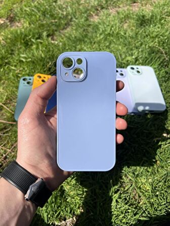 İphone 15 Uyumlu Parlak Premium Renkli Cam Telefon Kılıfı