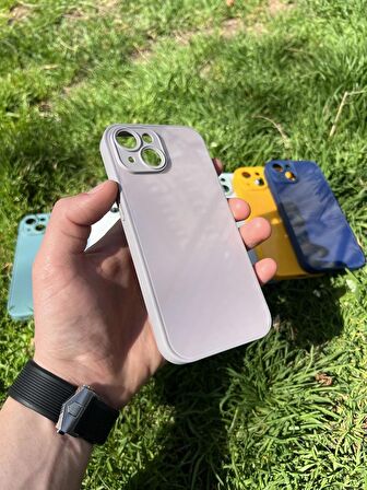 İphone 15 Uyumlu Parlak Premium Renkli Cam Telefon Kılıfı