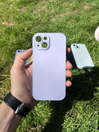 İphone 15 Uyumlu Parlak Premium Renkli Cam Telefon Kılıfı