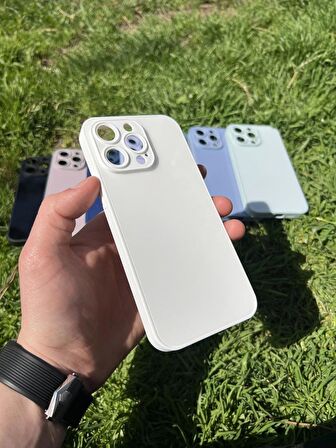 İphone 15 Pro Uyumlu Parlak Premium Renkli Cam Telefon Kılıfı