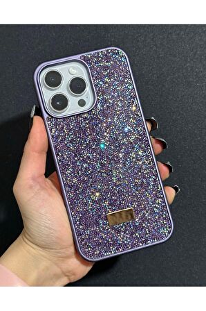 İphone 14 Pro Max Uyumlu Sw İnce Taşlı Elmas Işıltılı Telefon Kılıfı