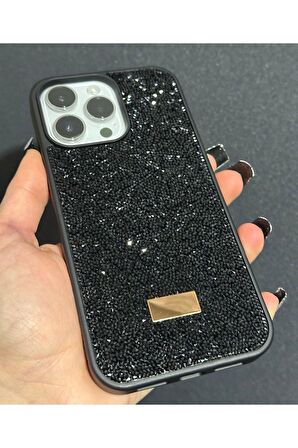 İphone 15 Pro Uyumlu Sw İnce Taşlı Elmas Işıltılı Telefon Kılıfı