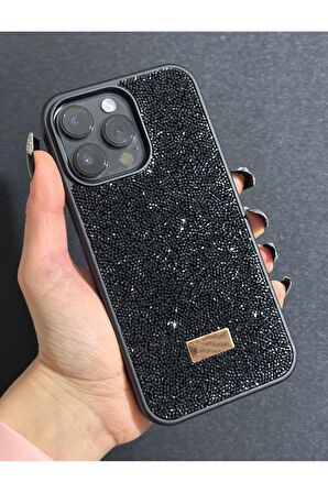 İphone 15 Pro Uyumlu Sw İnce Taşlı Elmas Işıltılı Telefon Kılıfı
