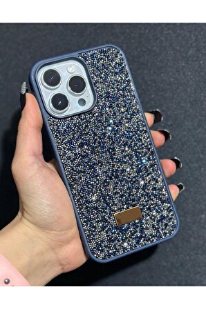 İphone 15 Pro Uyumlu Sw İnce Taşlı Elmas Işıltılı Telefon Kılıfı