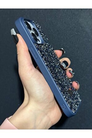 İphone 15 Pro Uyumlu Sw İnce Taşlı Elmas Işıltılı Telefon Kılıfı