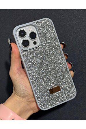 İphone 15 Pro Uyumlu Sw İnce Taşlı Elmas Işıltılı Telefon Kılıfı