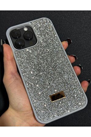 İphone 15 Pro Uyumlu Sw İnce Taşlı Elmas Işıltılı Telefon Kılıfı