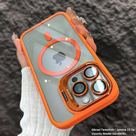 iPhone 15 Pro Max Kılıf Klon Stantlı + Lens Korumalı MagSafe Kapak