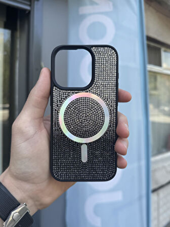 İphone 14 Kılıf Diamont MagSafe Hologramlı Kapak