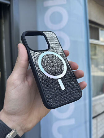 İphone 14 Kılıf Diamont MagSafe Hologramlı Kapak