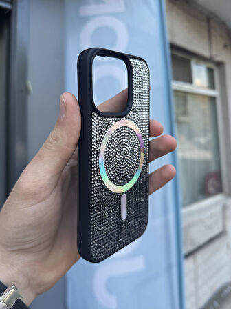 İphone 14 Kılıf Diamont MagSafe Hologramlı Kapak