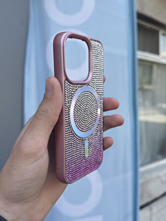 İphone 14 Kılıf Diamont MagSafe Hologramlı Kapak