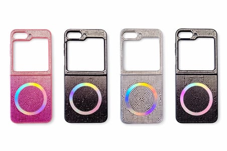 Samsung Uyumlu Z Flip 4 Kılıf Diamont MagSafe Hologramlı Telefon Kılıfı