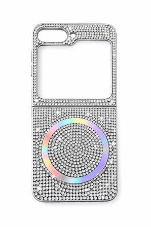 Samsung Uyumlu Z Flip 4 Kılıf Diamont MagSafe Hologramlı Telefon Kılıfı