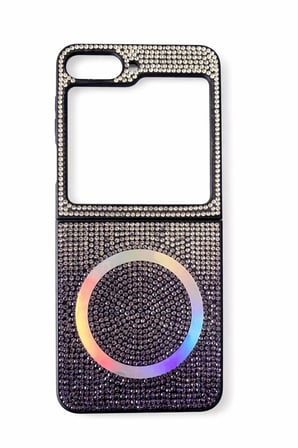 Samsung Uyumlu Z Flip 5 Kılıf Diamont MagSafe Hologramlı Telefon Kılıfı