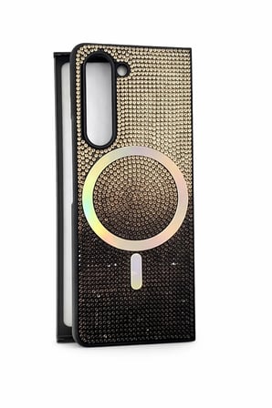 Samsung Uyumlu Z Fold 5 Kılıf Diamont MagSafe Hologramlı Telefon Kılıfı