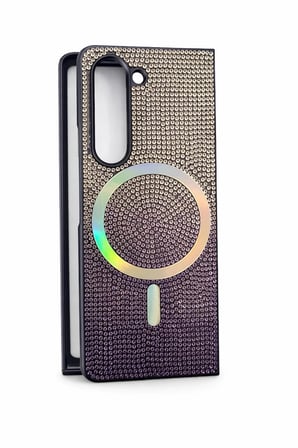Samsung Uyumlu Z Fold 5 Kılıf Diamont MagSafe Hologramlı Telefon Kılıfı