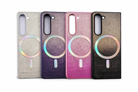 Samsung Uyumlu Z Fold 6 Kılıf Diamont MagSafe Hologramlı Telefon Kılıfı