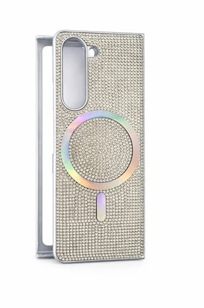 Samsung Uyumlu Z Fold 6 Kılıf Diamont MagSafe Hologramlı Telefon Kılıfı