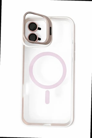 iPhone 16 Plus Uyumlu Kılıf Klon Stantlı + Lens Korumalı MagSafe Telefon Kılıfı