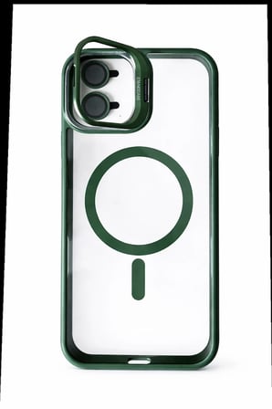 iPhone 16 Plus Uyumlu Kılıf Klon Stantlı + Lens Korumalı MagSafe Telefon Kılıfı