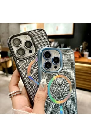 İphone 16 Pro Max Kılıf Diamont MagSafe Hologramlı Telefon Kılıfı