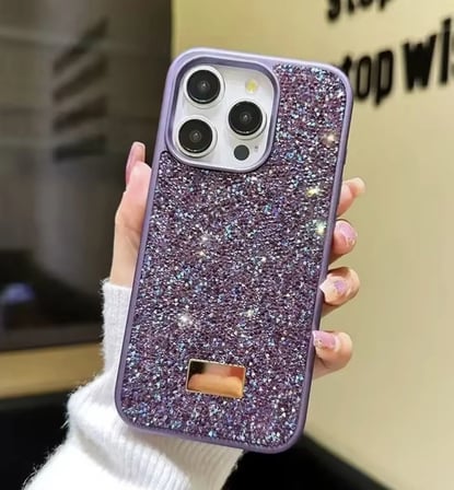 İphone 16 Pro Max İle Uyumlu İnce Parlak Taşlı Premium Sw Telefon Kılıfı