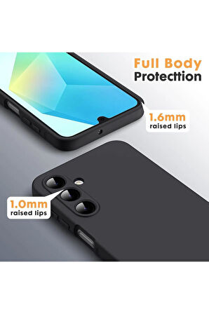 Samsung Galaxy A36 Kılıf Kamera Korumalı Esnek Mat Renkli Standart Siyah Silikon Kapak