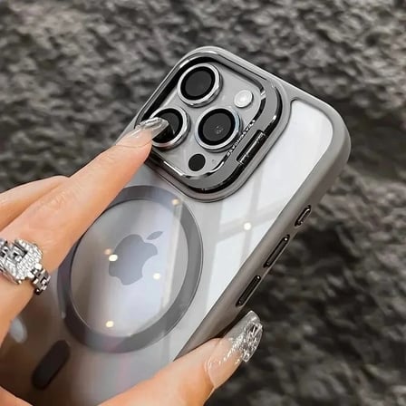 iPhone 16 Pro Max Uyumlu Kılıf Klon Stantlı + Lens Korumalı MagSafe Telefon Kılıfı