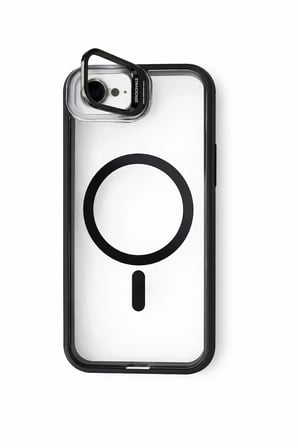 iPhone 16 E Uyumlu Kılıf Klon Stantlı + Lens Korumalı MagSafe Telefon Kılıfı