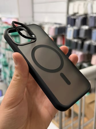 iPhone 15 Aras Standlı Mat Buzlu Magsafe Kılıf