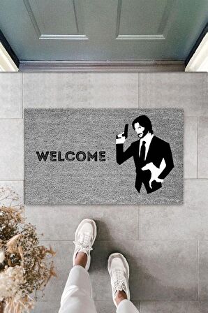 Dormot Home Modern Dijital Baskı -Gri John Wick - 70x45 cm - Kapı Önü Paspası