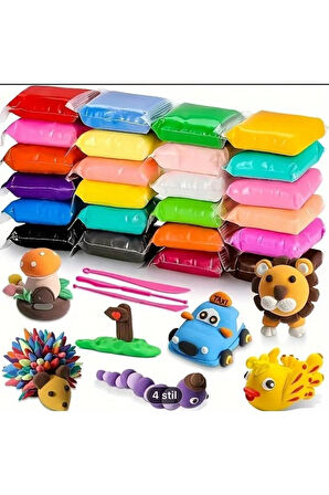 Kil Oyun Hamuru Zıplayan Karışık Renkli (12 Adet 115 Gr ) Hava ile Kuruyan Air Dry Clay Modelleme Kili