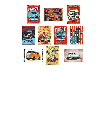 Zamanda Yolculuk: Retro Otomobil Temalı 10 Adet (13cmx17cm) MDF Tablo ile Nostaljiyi Yakala! Kafe, İş Yeri, Ev Dekorasyonunuza Ruh Katan Dekoratif Hediyelik Tablolar