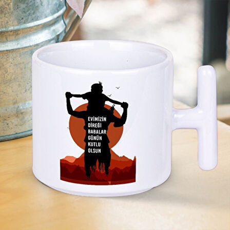 Evimizin Direği Babalar Günün Kutlu Olsun Yazılı T Kupa Bardak