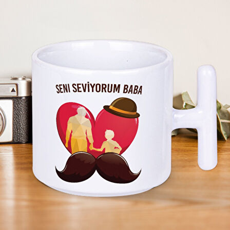 Seni Seviyorum Baba Baskılı Babalar Günü T Kupa Bardak